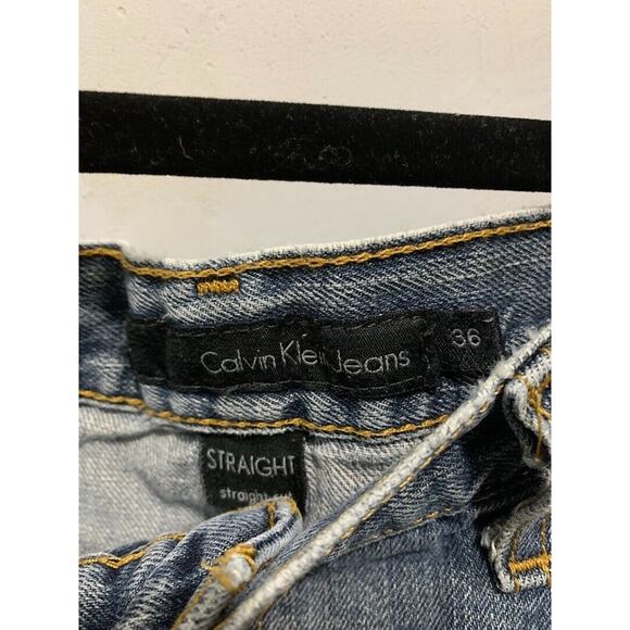 Calvin Klein Straight Cut Blue Jeans Mens Size 36x32 Light Wash Cotton Denim - Picture 5 of 5